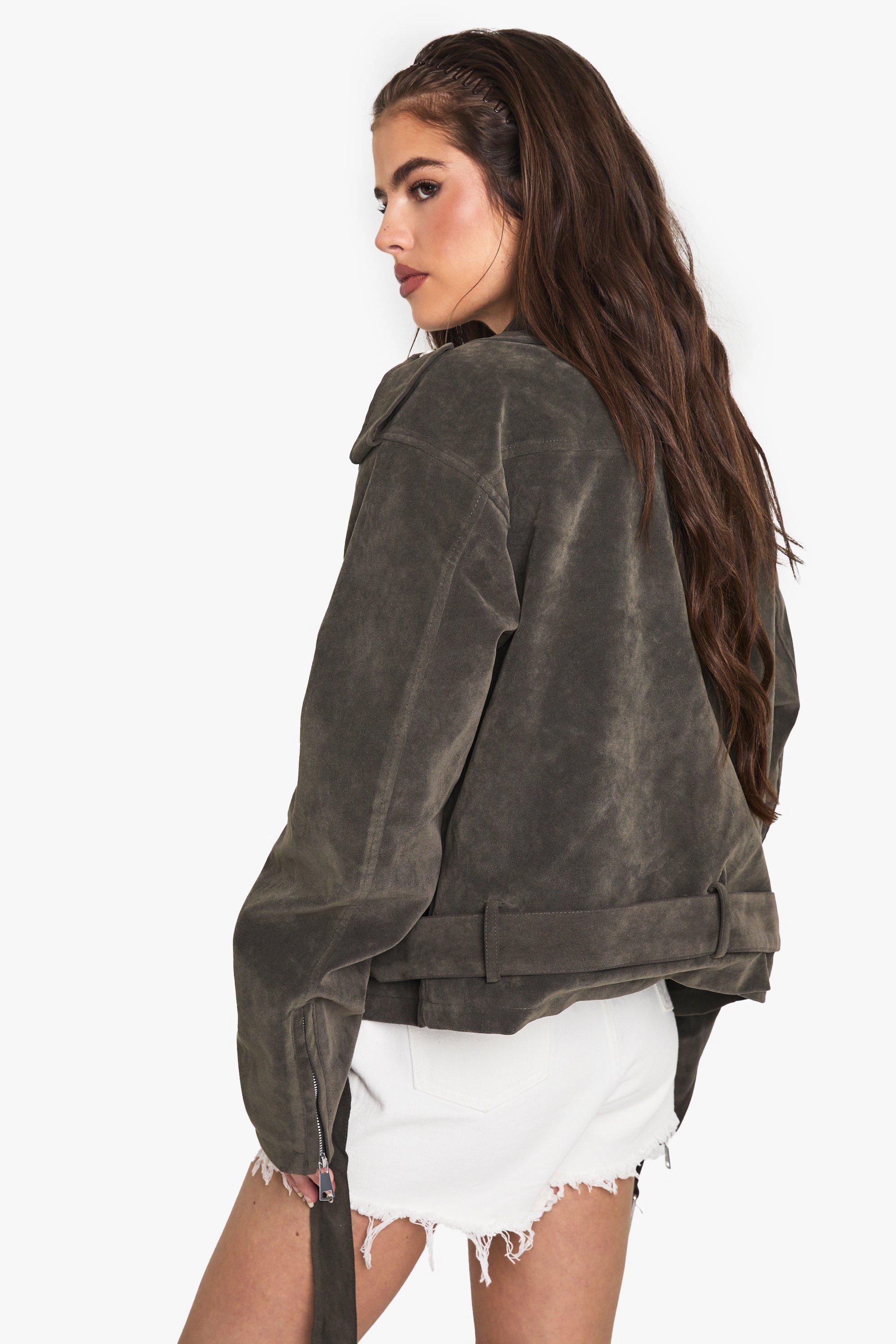 Oversized suede biker jacket 2025